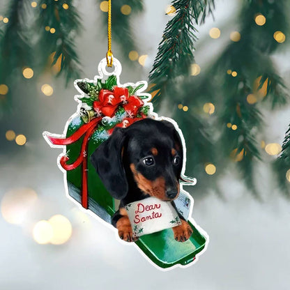 Shineful 2D Acrylic Ornament Santa’s Little Helper Dachshund