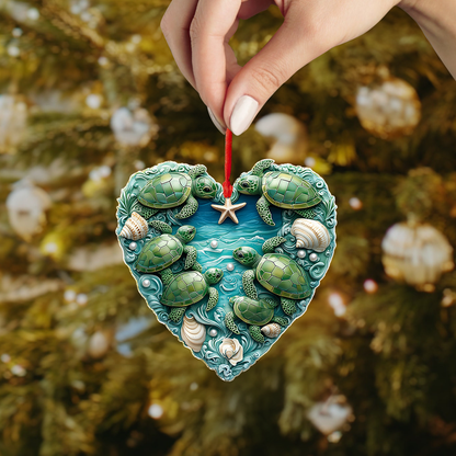 Shineful 2D Acrylic Ornament - Turtle Tide Heart