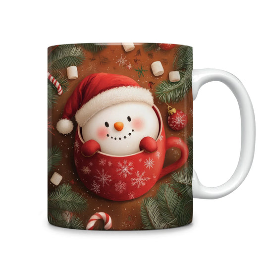 Tasse en céramique brillante Bonhomme de neige joyeux de Noël