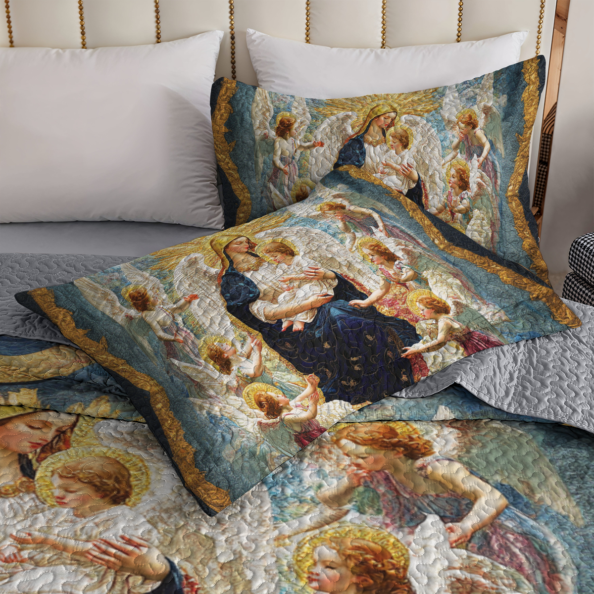 Shineful All Season Quilt 3-Piece Set - Heavenly Madonna & Child