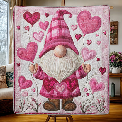 Shineful Flat Print Faux Quilt Blanket Gnome's Hearts