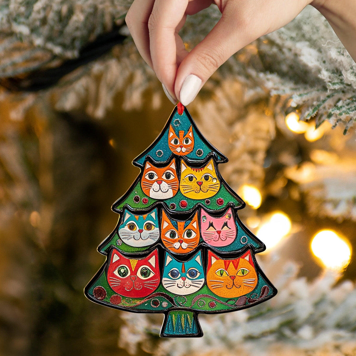 Shineful 2D Acrylic Ornament Purrfectly Festive Cat Tree