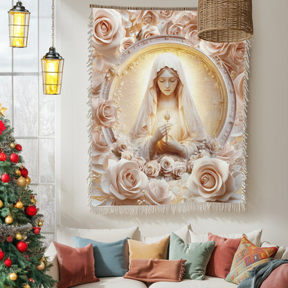 Shineful Woven Tapestry Throw Blanket - Rose Of The Divine