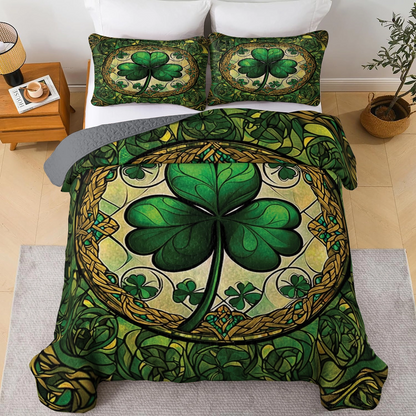 Shineful All Season Quilt 3-Piece Set - Celtic Shamrock Serenity