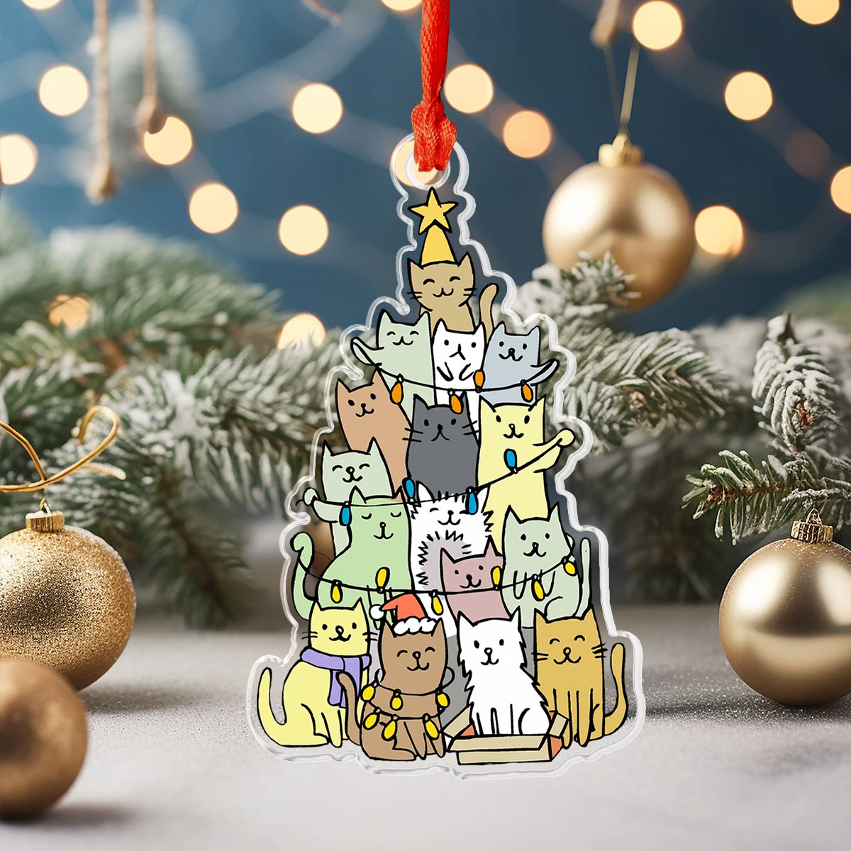 Shineful Decoration Ornament Cat Cat Christmas Tree