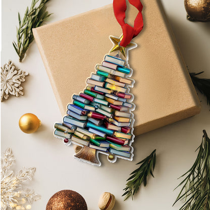 Shineful 2D Acrylic Ornament - Book Lover's Christmas Tree