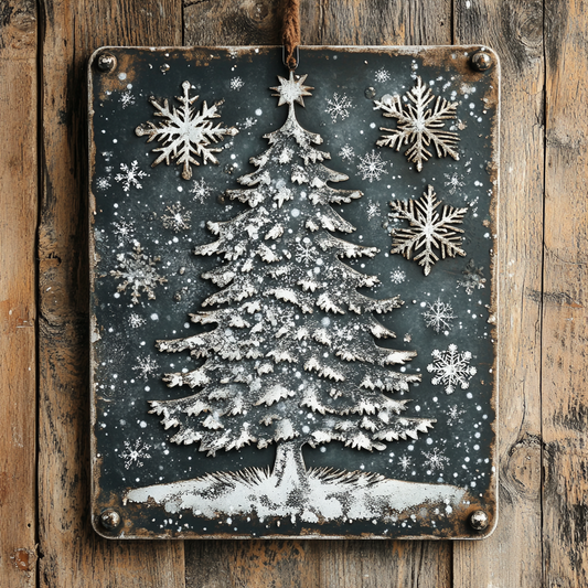 Shineful 2D Metal Sign Vintage Christmas Tree