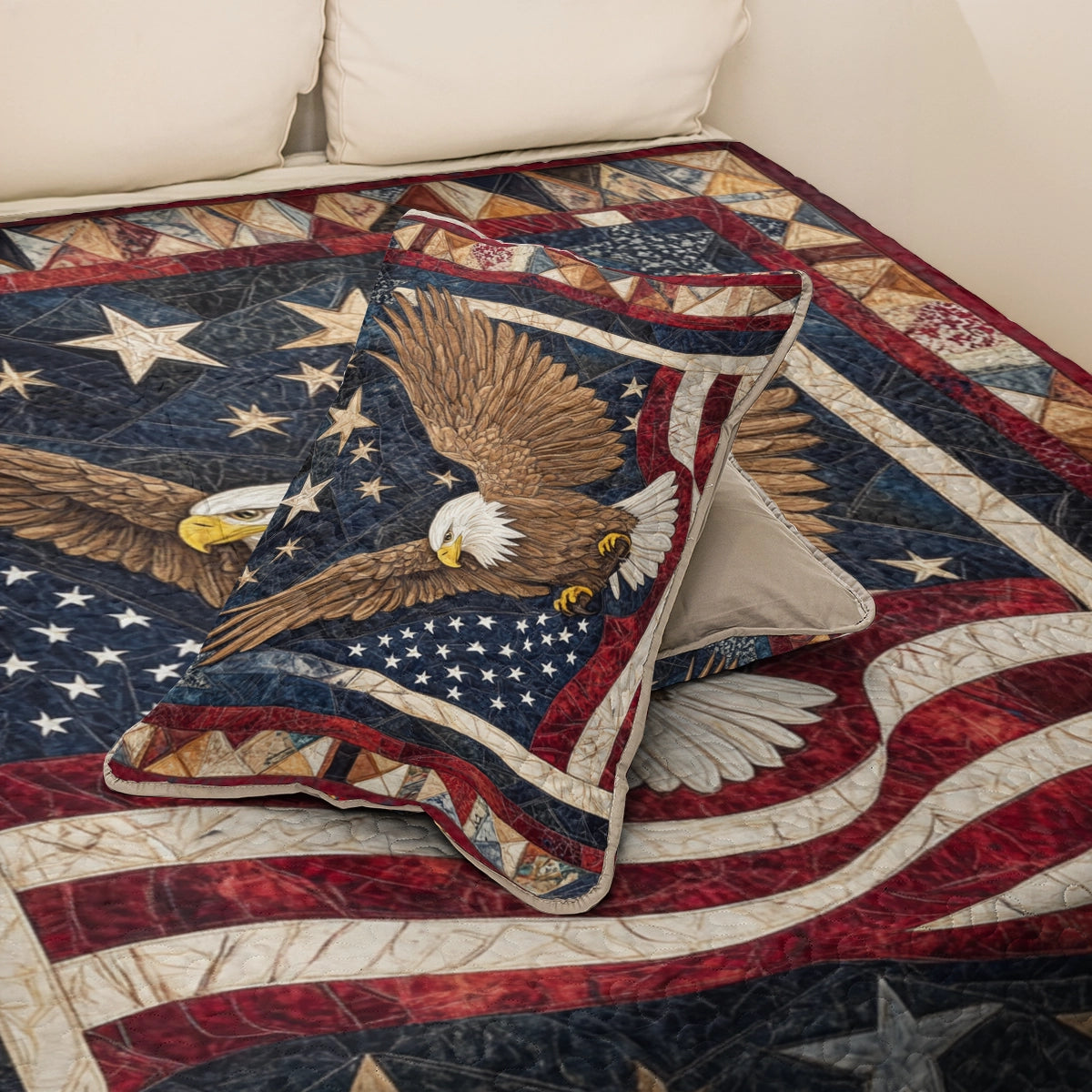 Shineful All Season Quilt 3-teiliges Set Patriotischer Adler Amerikanischer