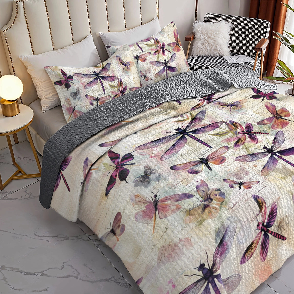 Shineful All Season Quilt 3-Piece Set Dragonfly Dreams