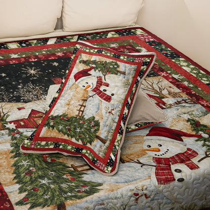 Shineful All Season Quilt 3-Piece Set Snowman's Christmas Dream