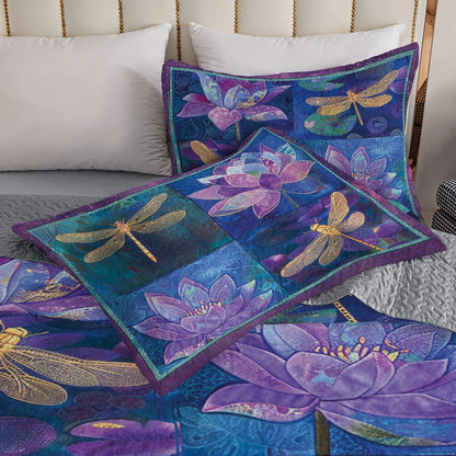 Shineful All Season Quilt 3-Piece Set Luminous Dragonfly Garden