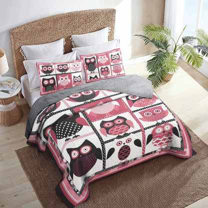 Shineful All Season Quilt 3-Piece Set Charming Owl