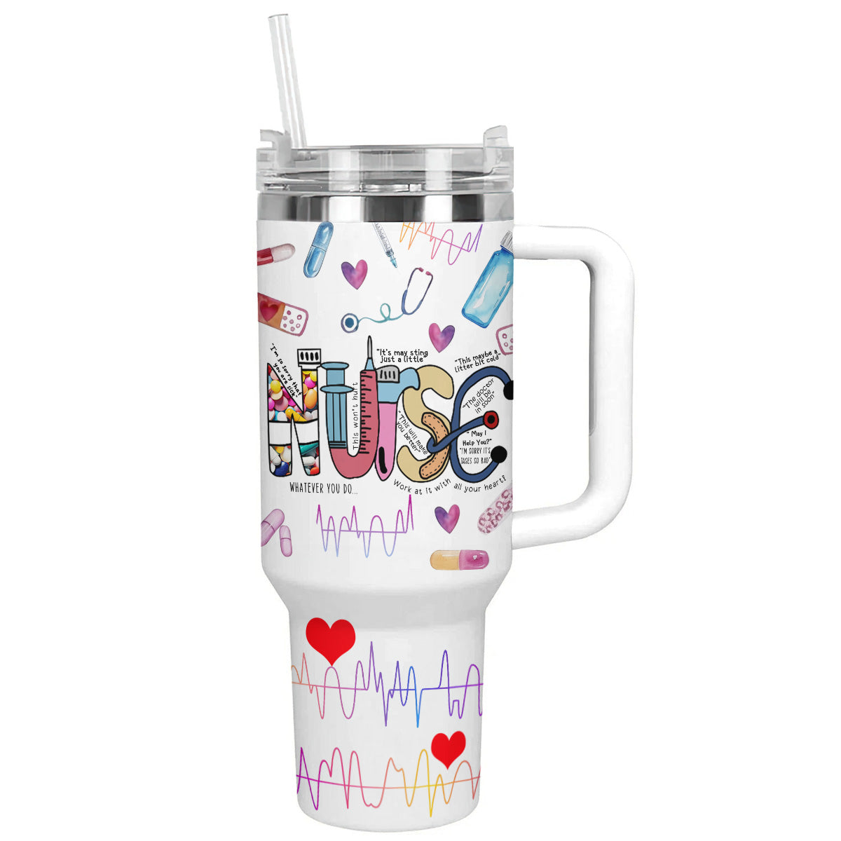 Nurse 40 Oz Shineful™ Tumbler Colorful Nl09 White 40Oz