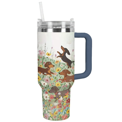 Dog 40 Oz Shineful™ Tumbler Flower Garden Nl09 Navy 40Oz