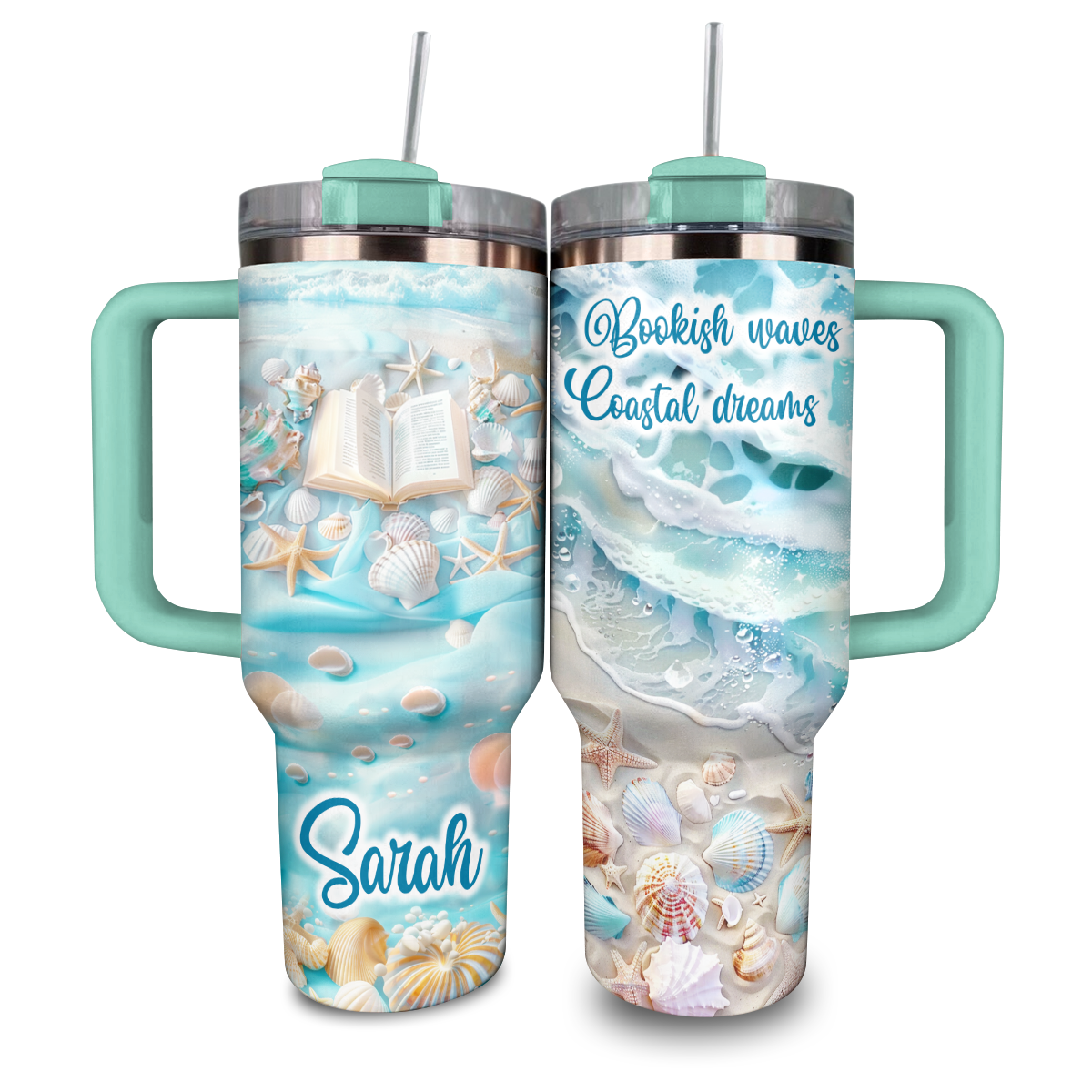 Shineful Personalized Tumbler Bookish Waves Coastal Dreams