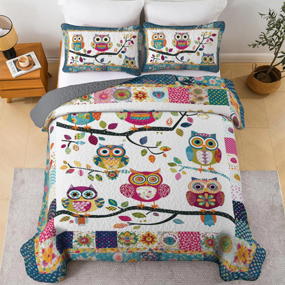 Shineful All Season Quilt 3-Piece Set Cheerful Owl