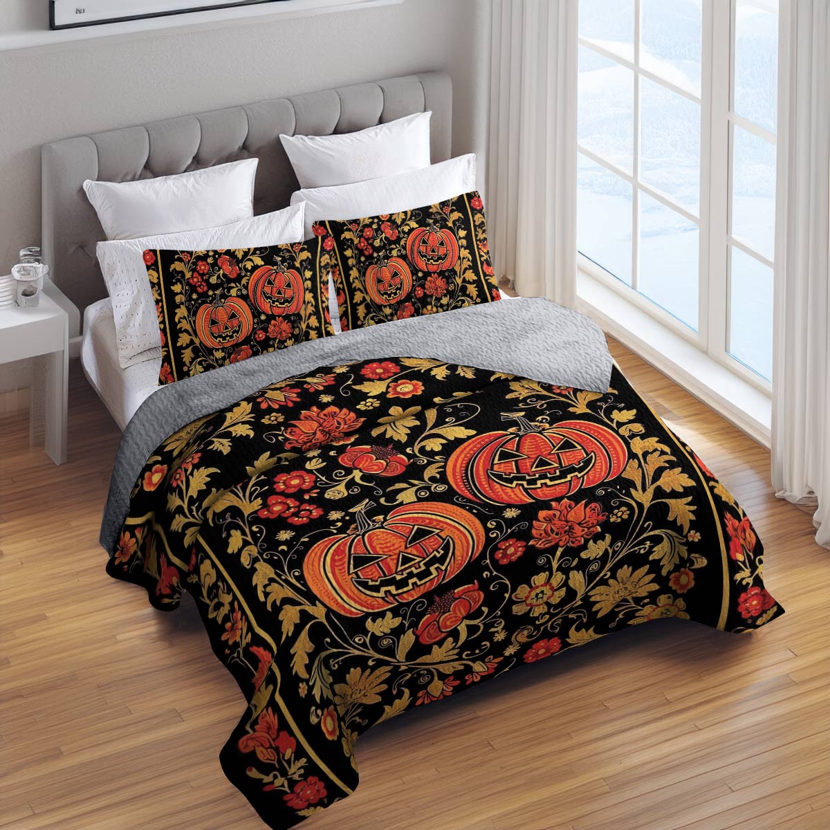 Shineful All Season Quilt 3-Piece Set Pumpkin Quilt