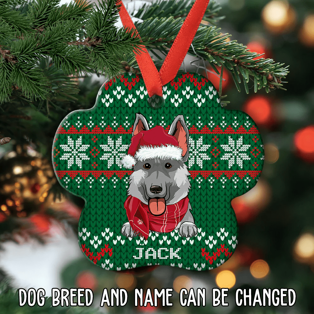 Shinefulgift® Christmas Dog Name - Personalized Custom Aluminum Ornament