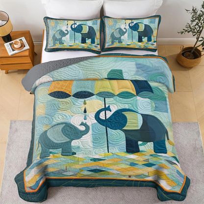 Shineful All Season Quilt 3-Piece Set Elephant Gentle Giants