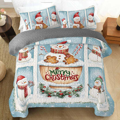 Shineful All Season Quilt 3-Piece Set Merry Snowman