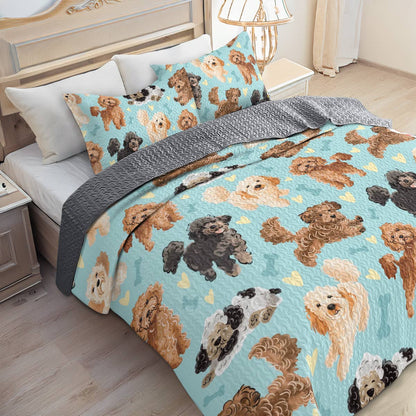 Shineful All Season Quilt 3-Piece Set Poodle Cute