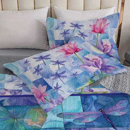 Shineful All Season Quilt 3-Piece Set Lily Dragonfly Harmony