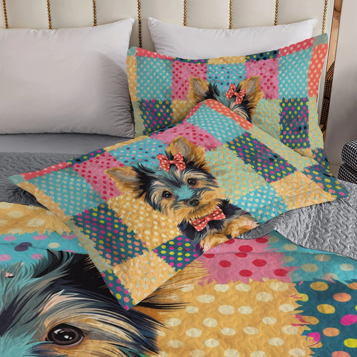 Shineful All Season Quilt 3-Piece Set Polka Dot Yorkie