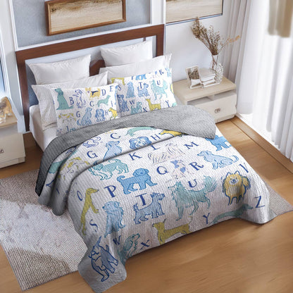 Shineful All Season Quilt 3-Piece Set ALPHABET DOG