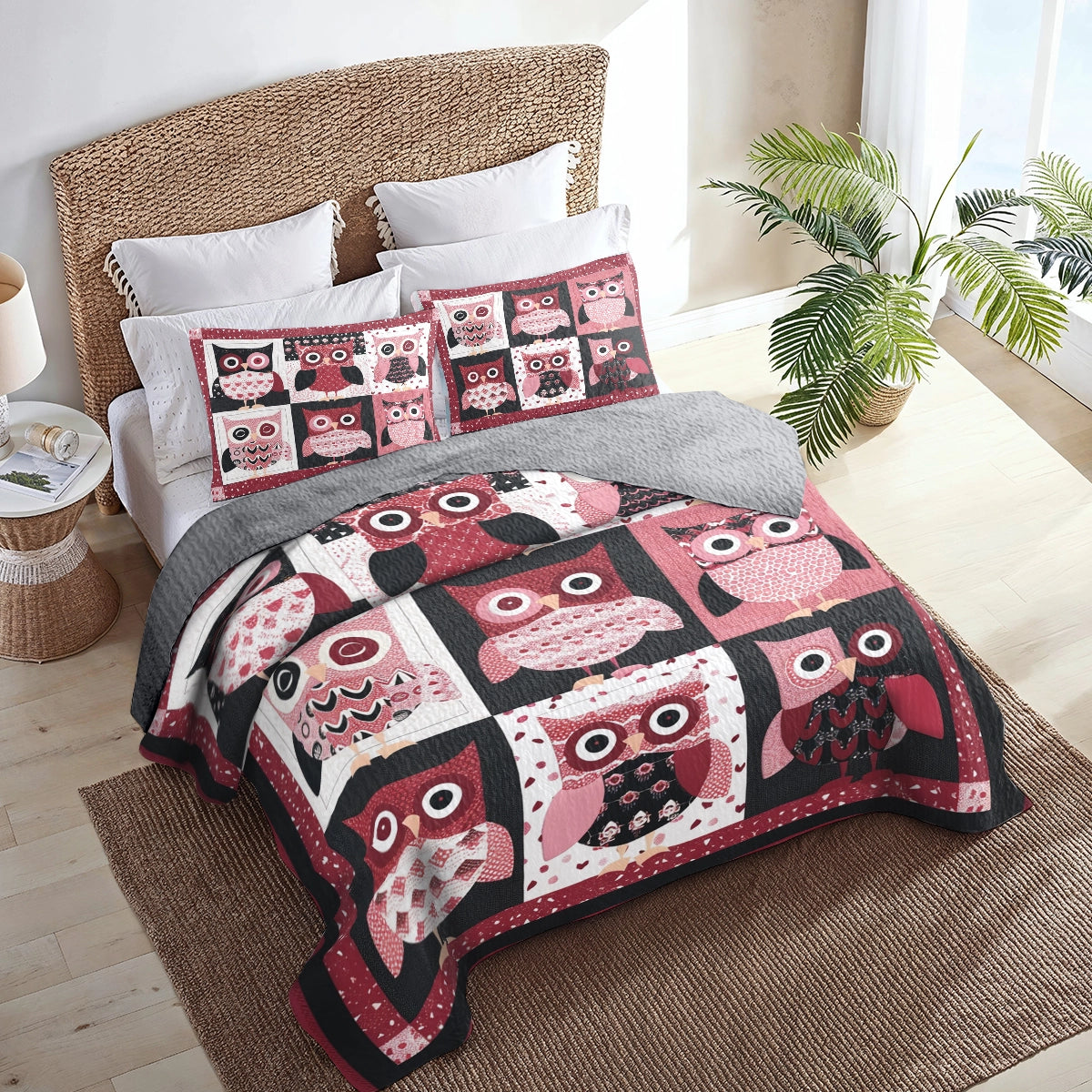 Shineful All Season Quilt 3-Piece Set Cozy Owl