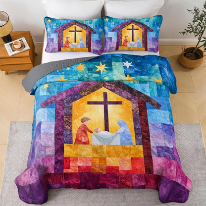 Shineful All Season Quilt 3-Piece Set God Nativity Glow