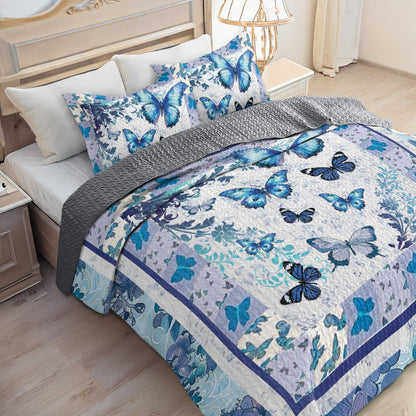 Shineful All Season Quilt 3-Piece Set Butterfly Elegance Quilt