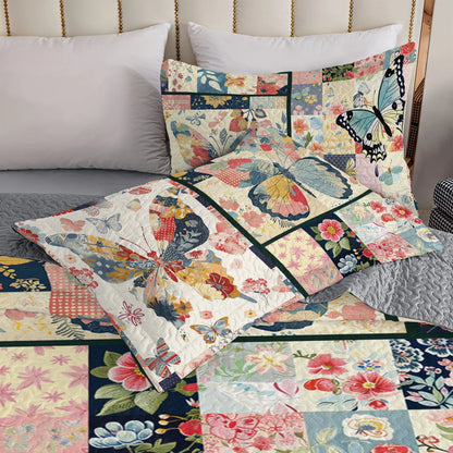 Shineful All Season Quilt 3-Piece Set Blossom Butterfly Haven