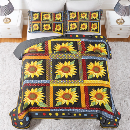 Shineful All Season Quilt 3-Piece Set Sunflower Sunlit Serenity