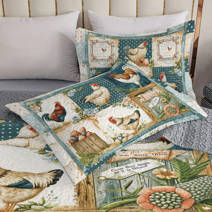 Shineful All Season Quilt 3-Piece Set Vintage Haven Chicken