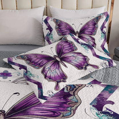 Shineful All Season Quilt 3-Piece Set Royal Butterfly Elegance