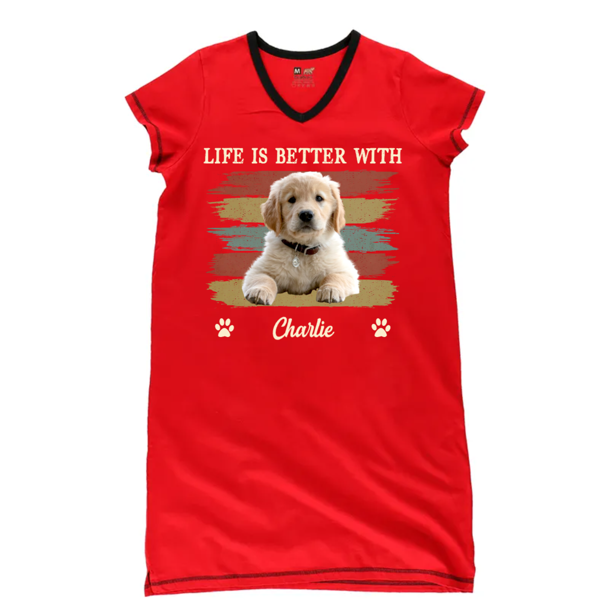 Dog Lovers - Better With Personalized Women’s V-Neck Nightshirts V-Neck Women’s Nightshirts