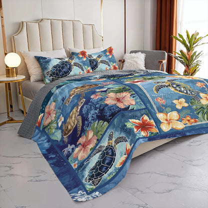 Shineful All Season Quilt 3-Piece Set Sea Turtle Ocean Dreams