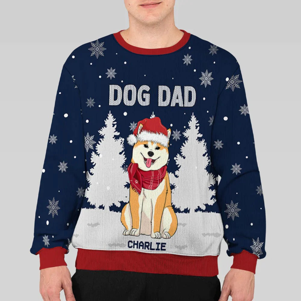 Dog Dad Winter - Personalized Custom All-Over-Print Sweatshirt