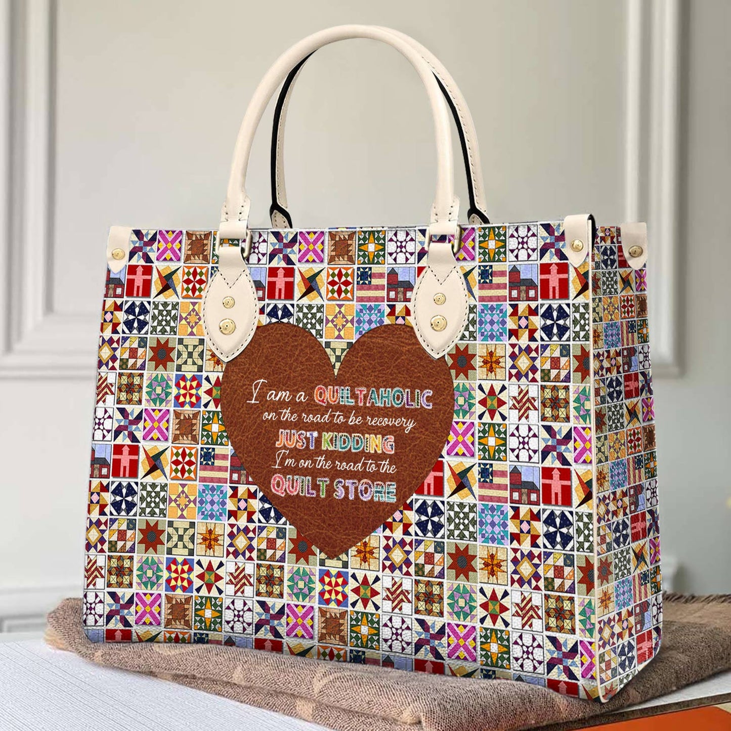 Shineful Leather Bag Quilt Blocks Heart