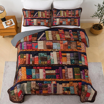 Shineful All Season Quilt 3-Piece Set Retro Library Book