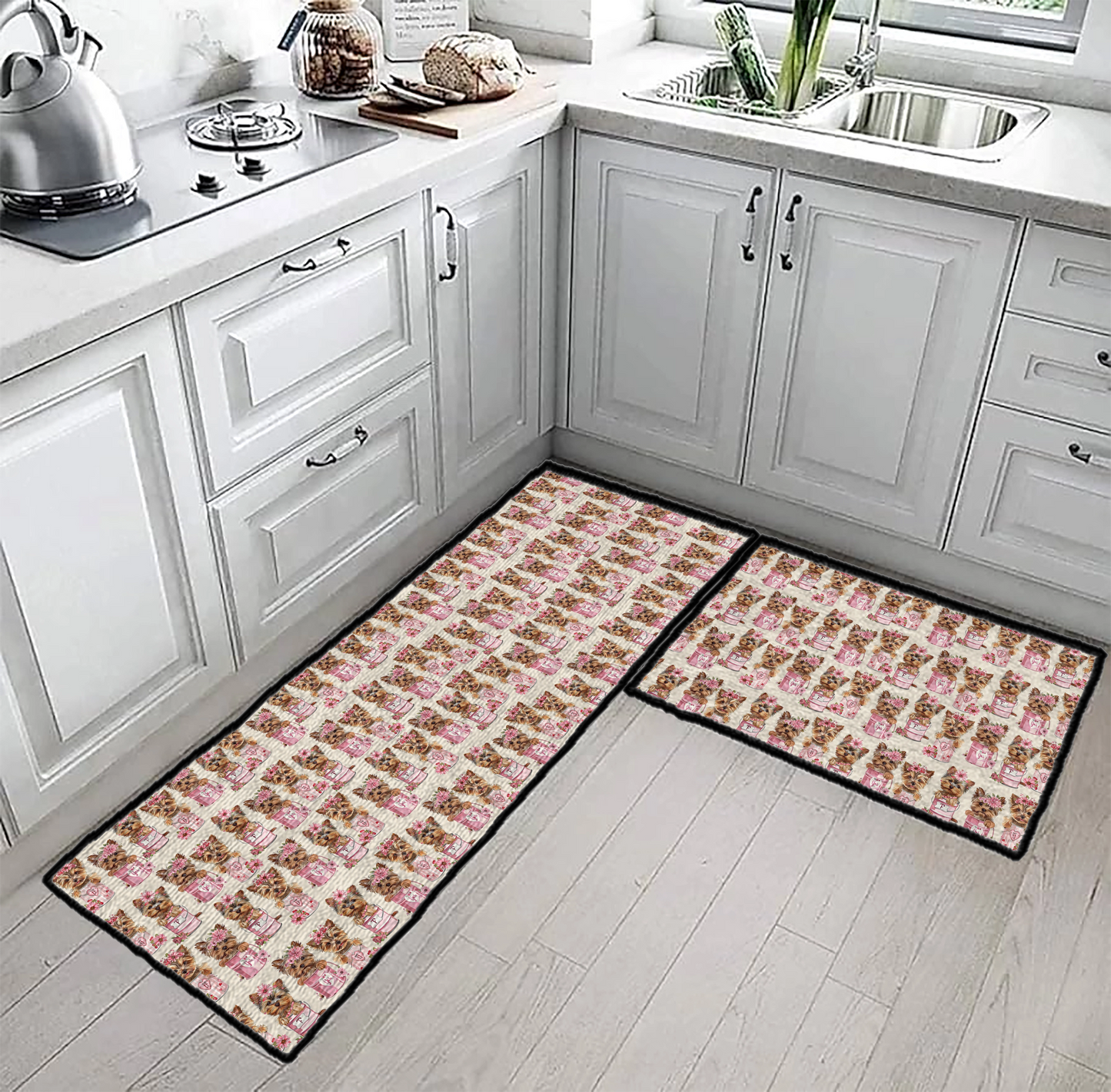 Shineful Ultra-Thin Non Skid Floor Mat, Kitchen Rugs Yorkie Delight