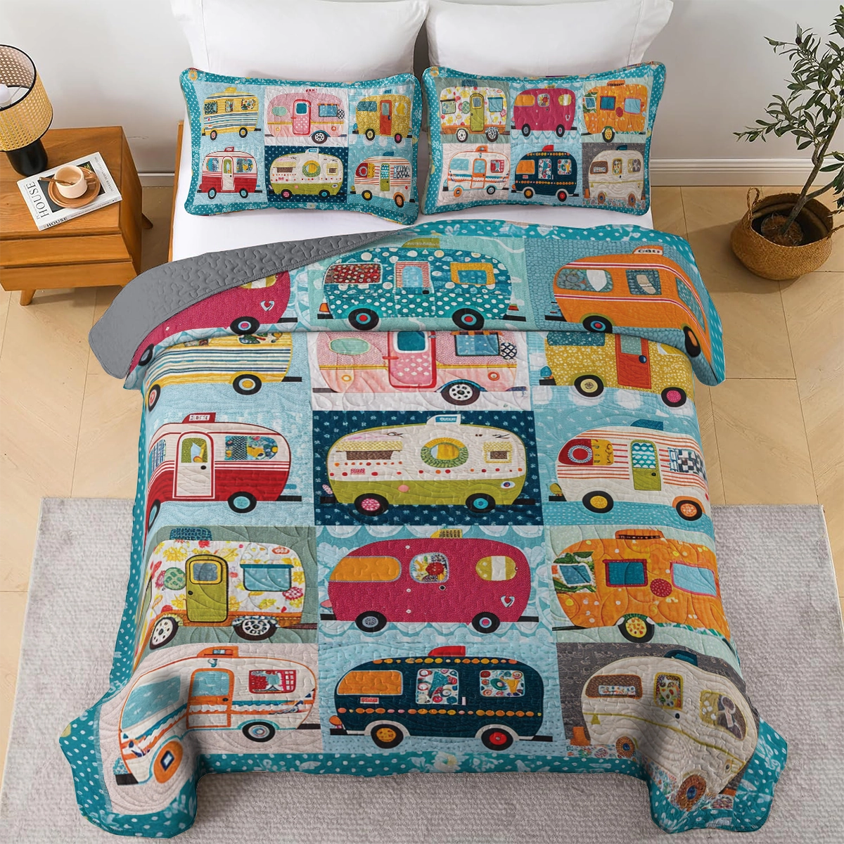 Shineful All Season Quilt 3-Piece Set Vintage Camper