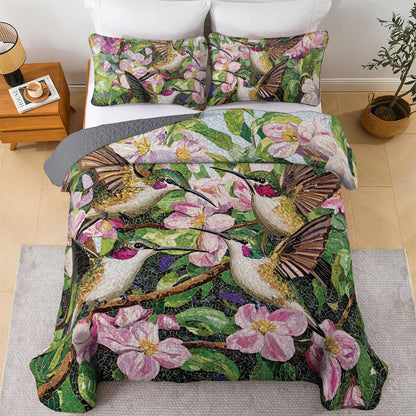 Shineful All Season Quilt 3-Piece Set Hummingbird Garden