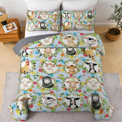 Shineful All Season Quilt 3-Piece Set Farm Animals