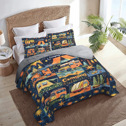 Shineful All Season Quilt 3-Piece Set Colorful Camping Charm