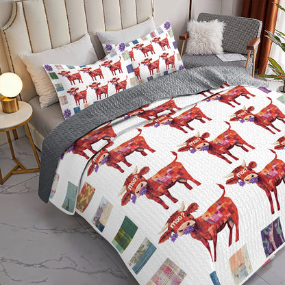 Shineful All Season Quilt 3-Piece Set Whimsy Cow