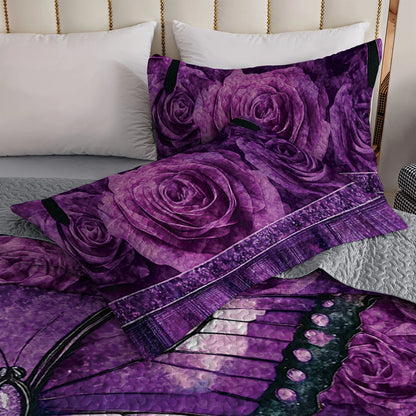 Shineful All Season Quilt 3-Piece Set - Purple Butterfly Dreams