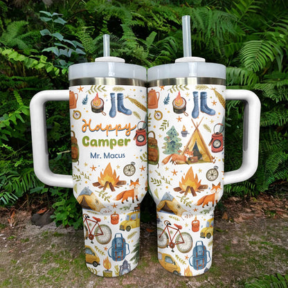 Gobelet brillant Happy Camping personnalisé