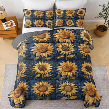 Shineful All Season Quilt 3-Piece Set Starry Sunflower