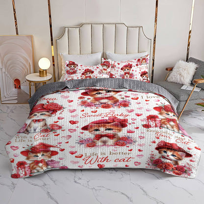 Shineful All Season Quilt 3-Piece Set Cat Sweet Baby